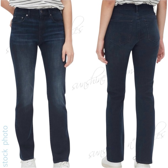 GAP Bi-Stretch Mid-Rise Classic Straight Blue-Black Wash Denim size 26S 26 SHORT - Picture 1 of 11